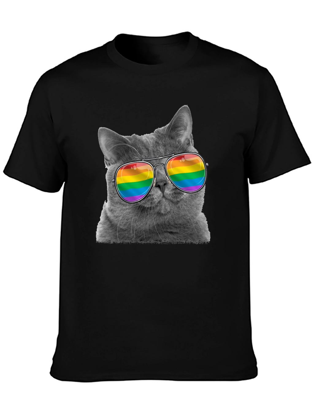 Cool Cat LGBT Pride Rainbow Sunglasses T-Shirt