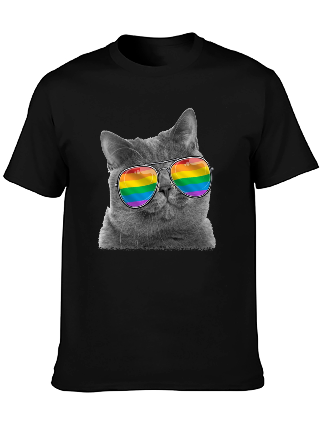 Cool Cat LGBT Pride Rainbow Sunglasses T-Shirt