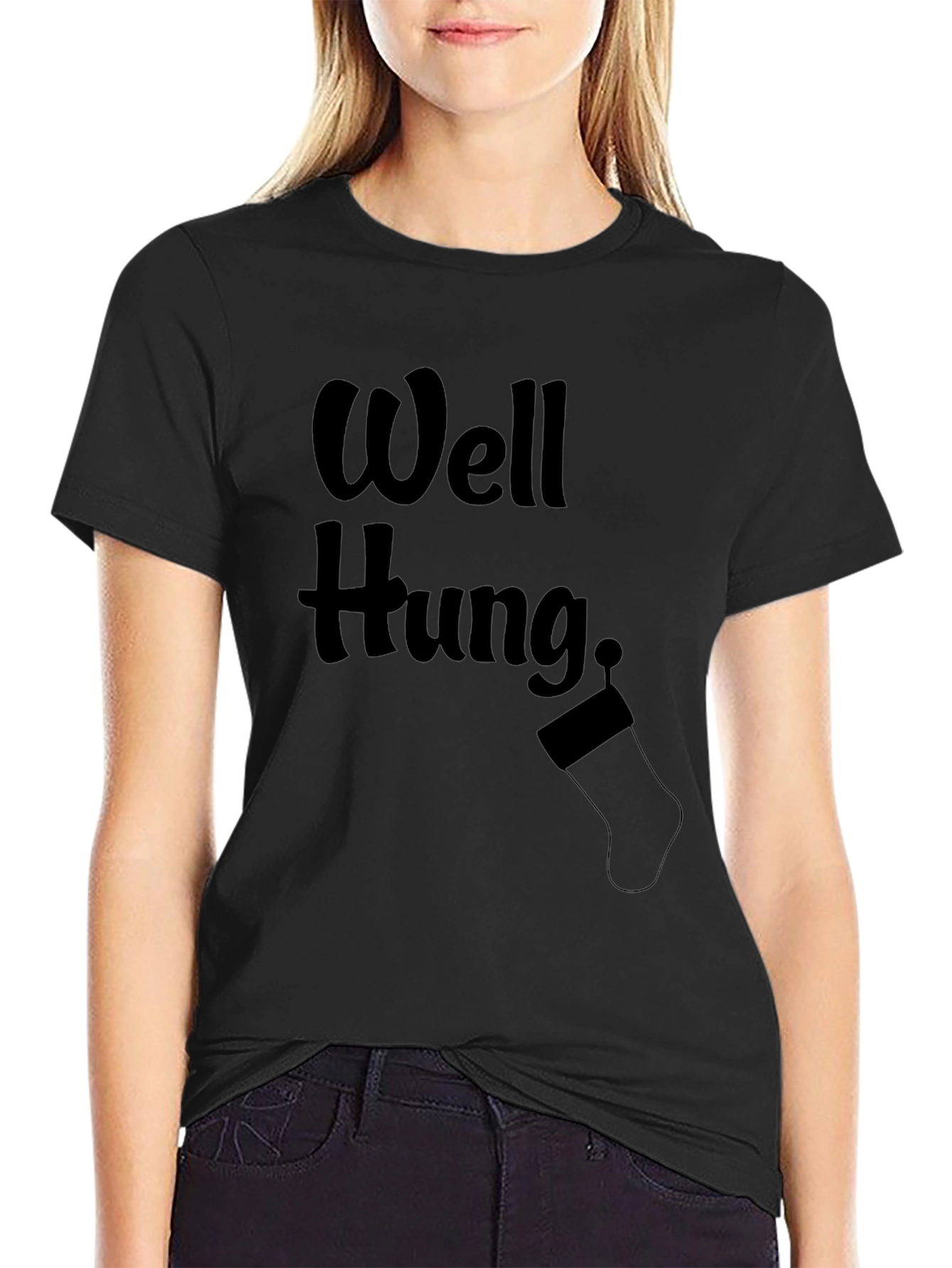 Funny Well Hung Christmas Stocking Humor T-Shirt