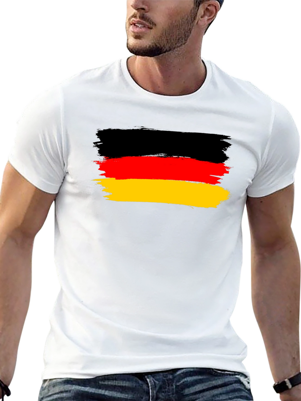 Germany Flag T-Shirt: Black Cotton Blend Tee