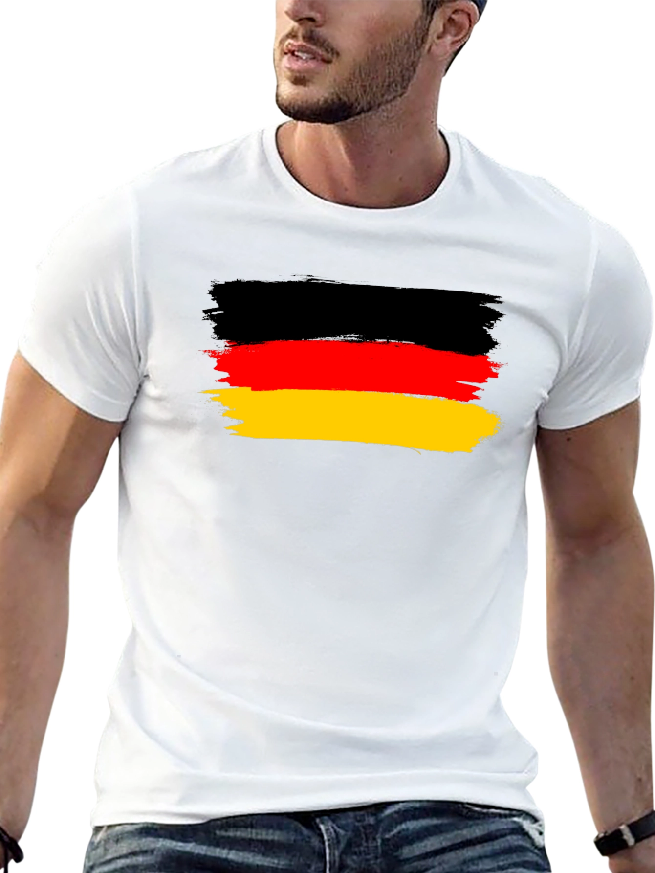 Germany Flag T-Shirt: Black Cotton Blend Tee
