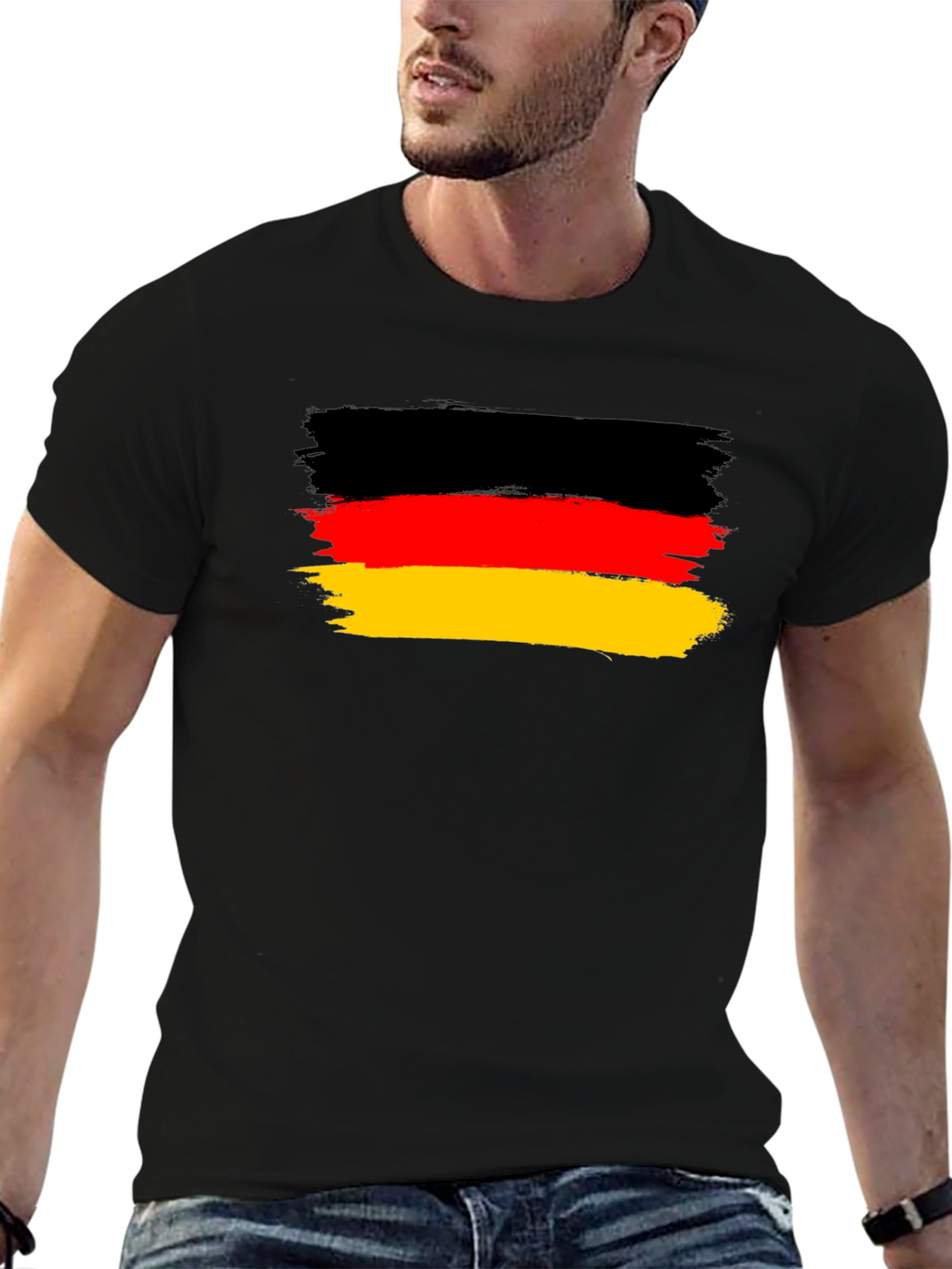 Germany Flag T-Shirt: Black Cotton Blend Tee