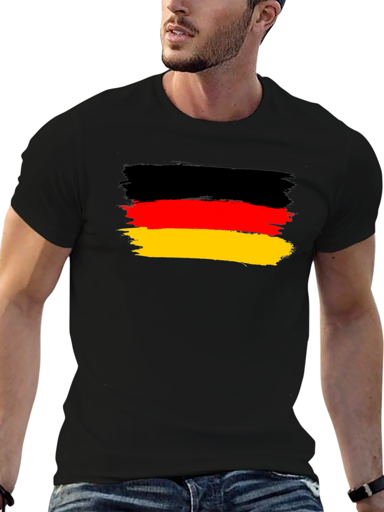 Germany Flag T-Shirt: Black Cotton Blend Tee