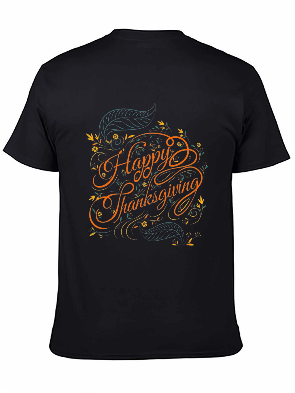 Happy Thanksgiving Graphic Tee - Black T-Shirt