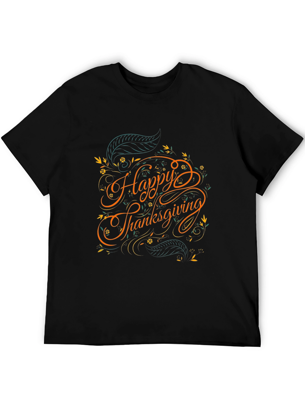 Happy Thanksgiving Graphic Tee - Black T-Shirt