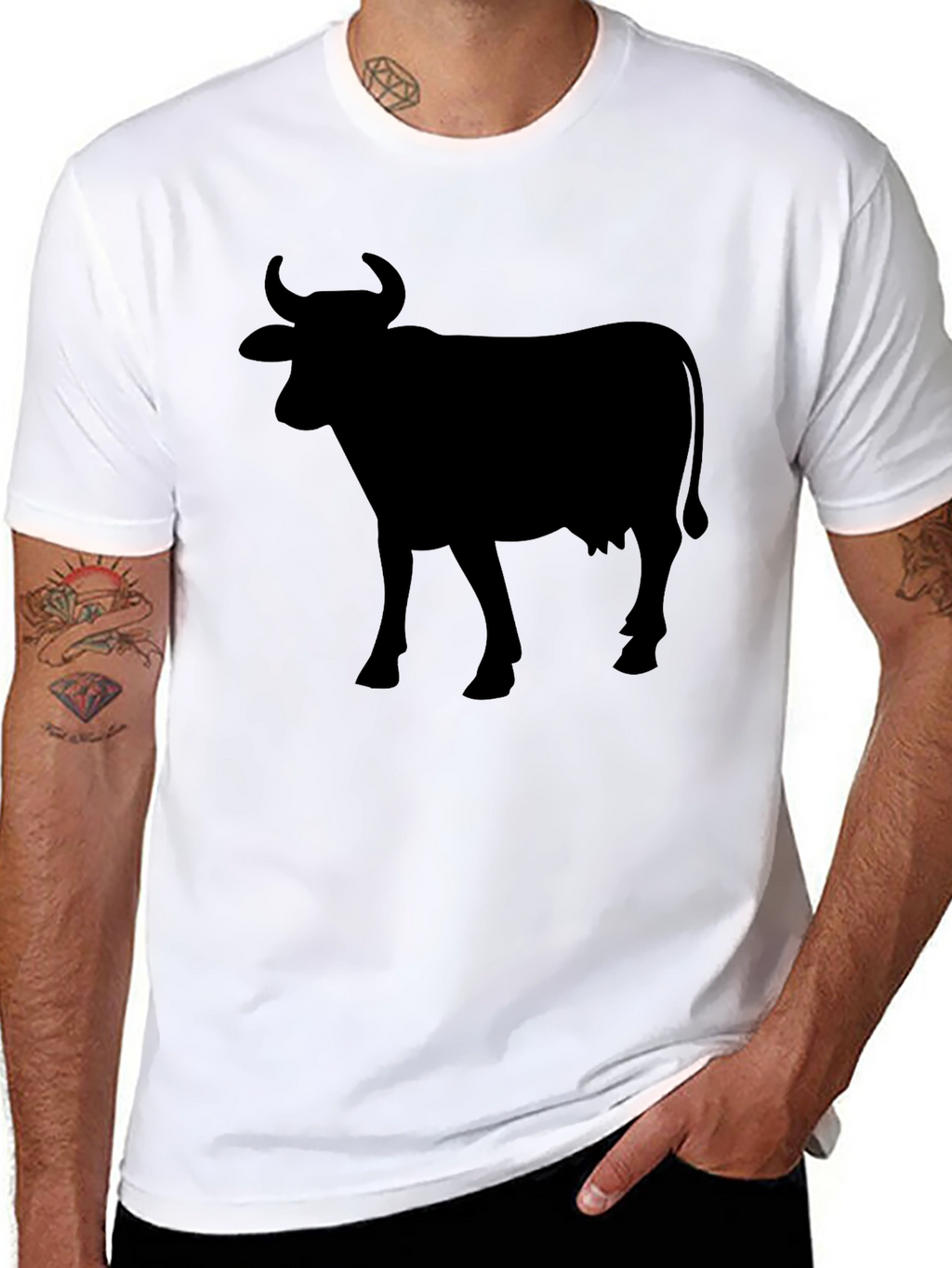 Black Cow Silhouette Graphic T-Shirt