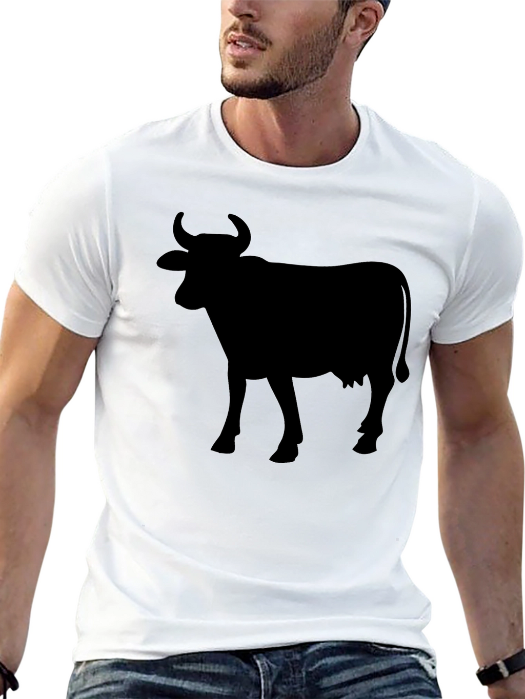 Black Cow Silhouette Graphic T-Shirt