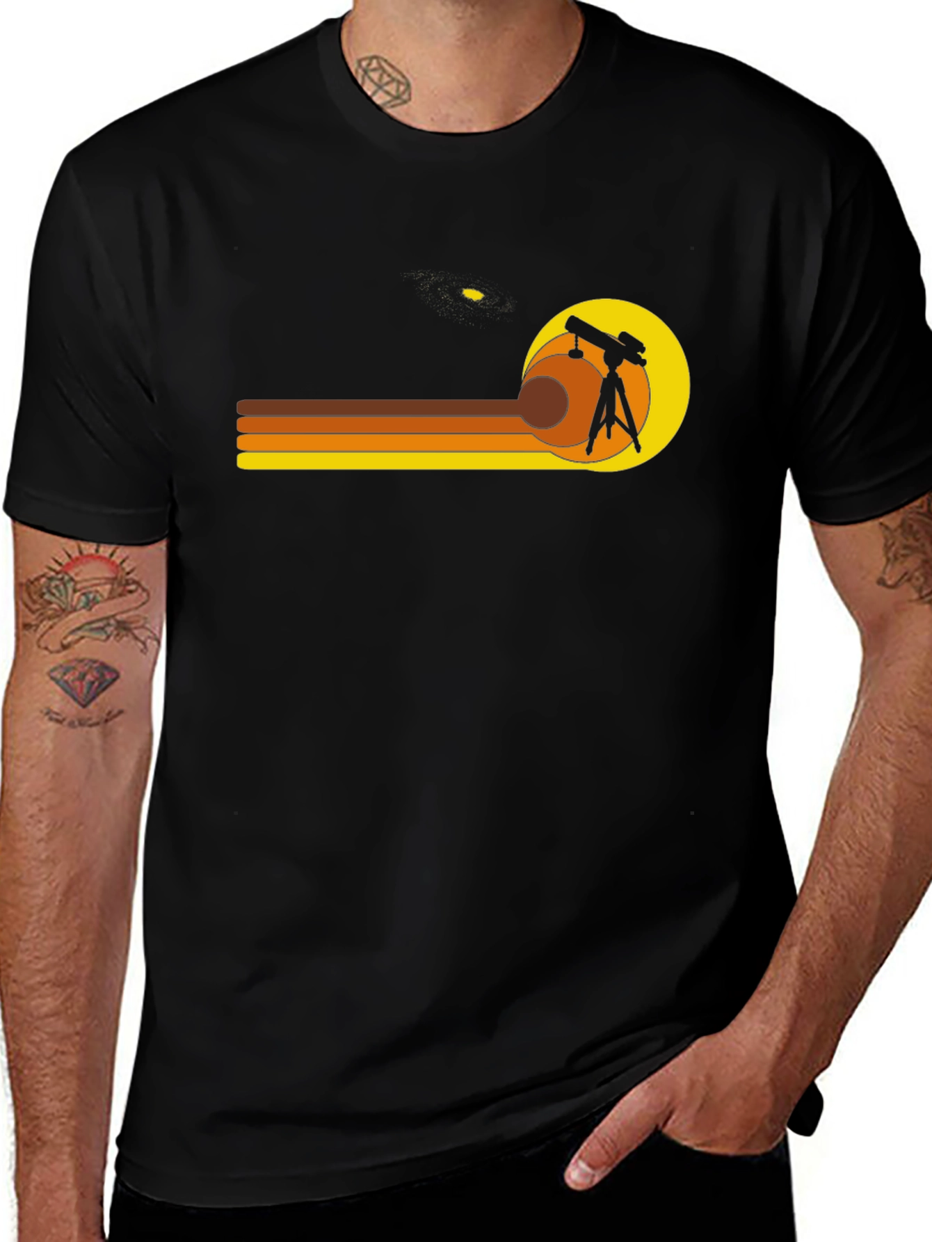 Retro Astronomy Telescope Graphic T-Shirt