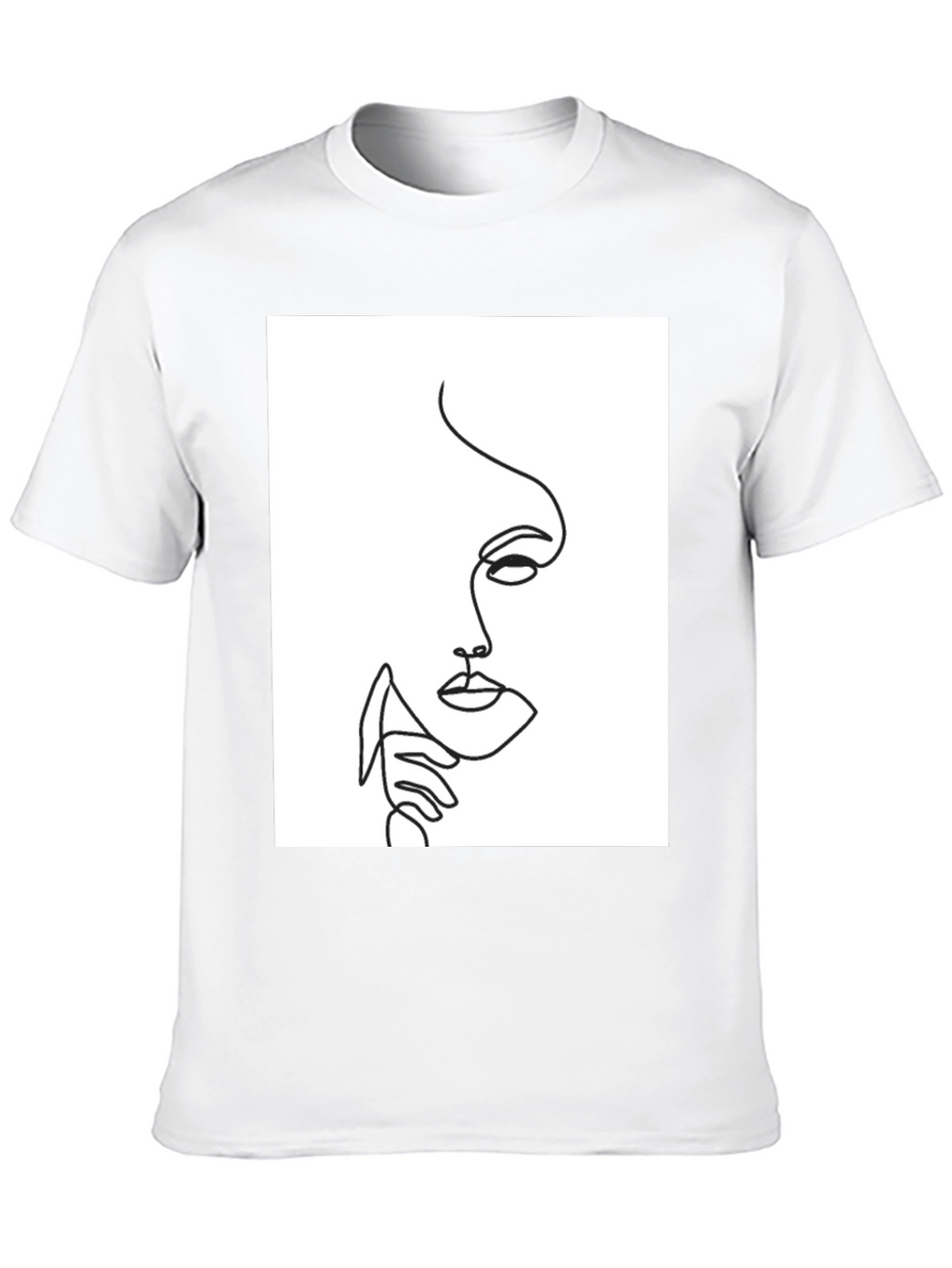 Abstract Face Line Art Black T-Shirt