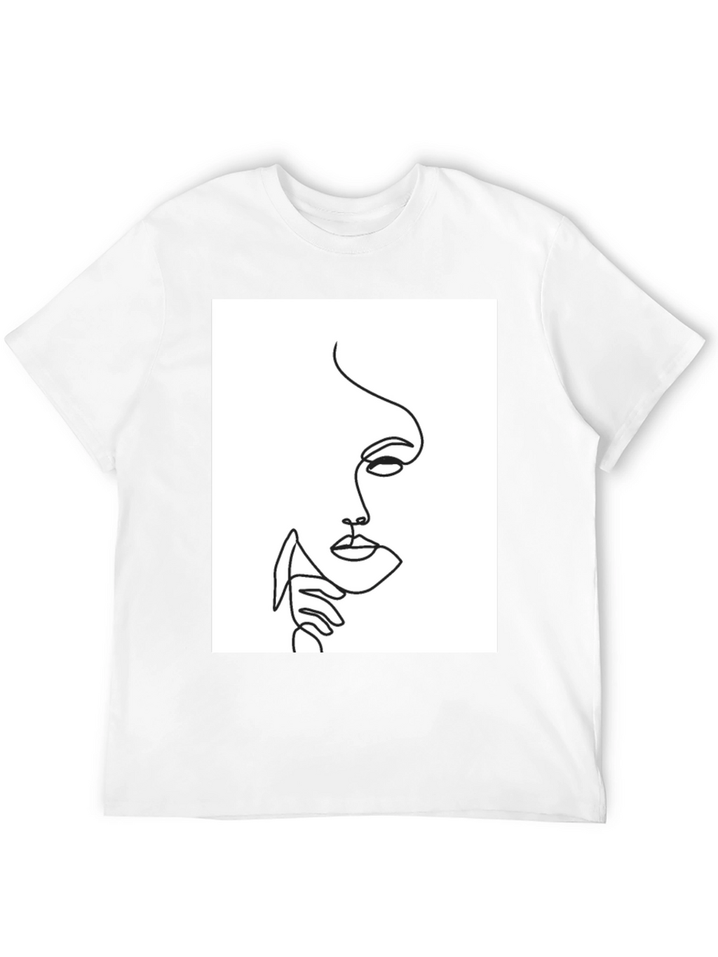 Abstract Face Line Art Black T-Shirt