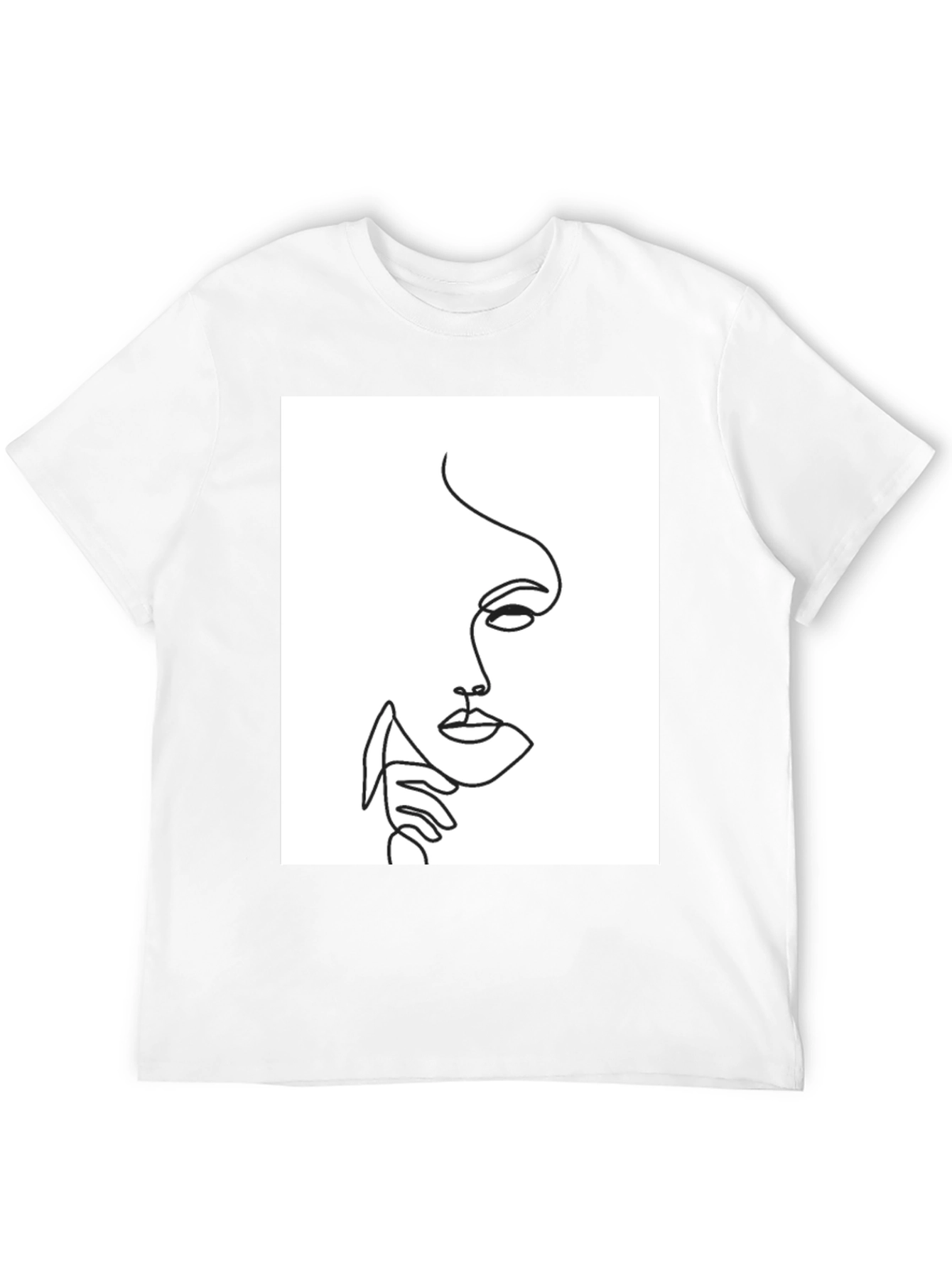 Abstract Face Line Art Black T-Shirt