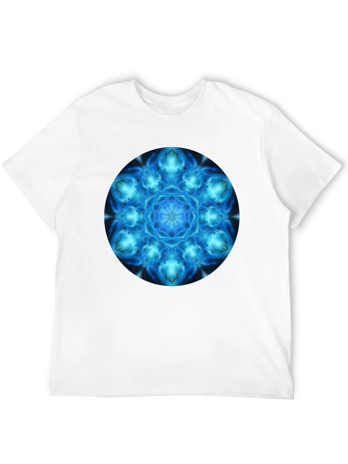 Cosmic Blue Mandala Graphic T-Shirt - Mens Black Tee