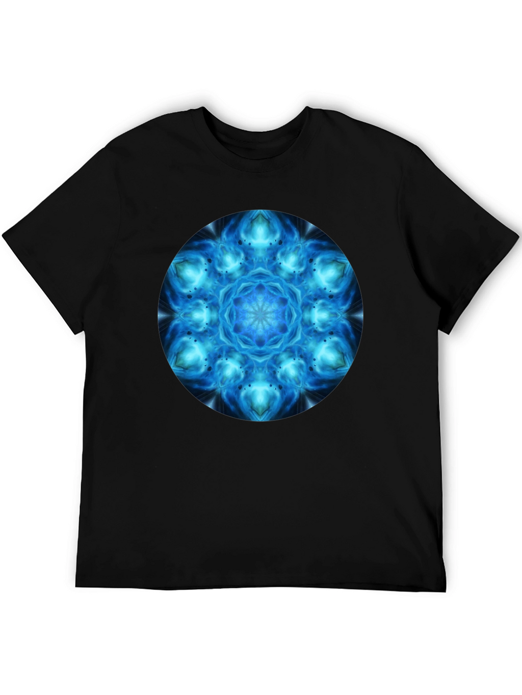 Cosmic Blue Mandala Graphic T-Shirt - Mens Black Tee