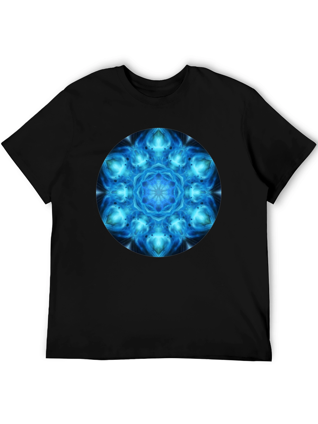 Cosmic Blue Mandala Graphic T-Shirt - Mens Black Tee