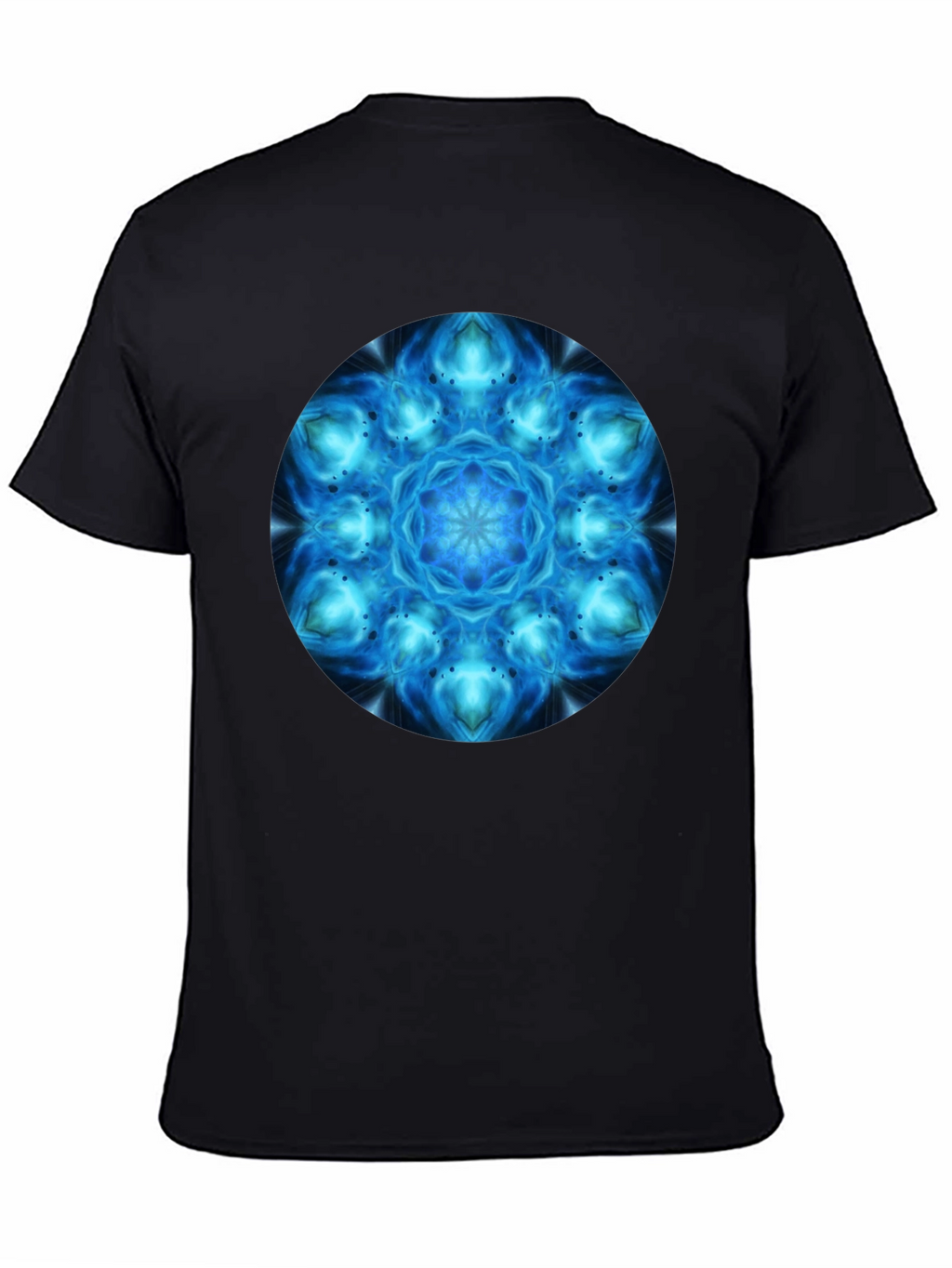 Cosmic Blue Mandala Graphic T-Shirt - Mens Black Tee