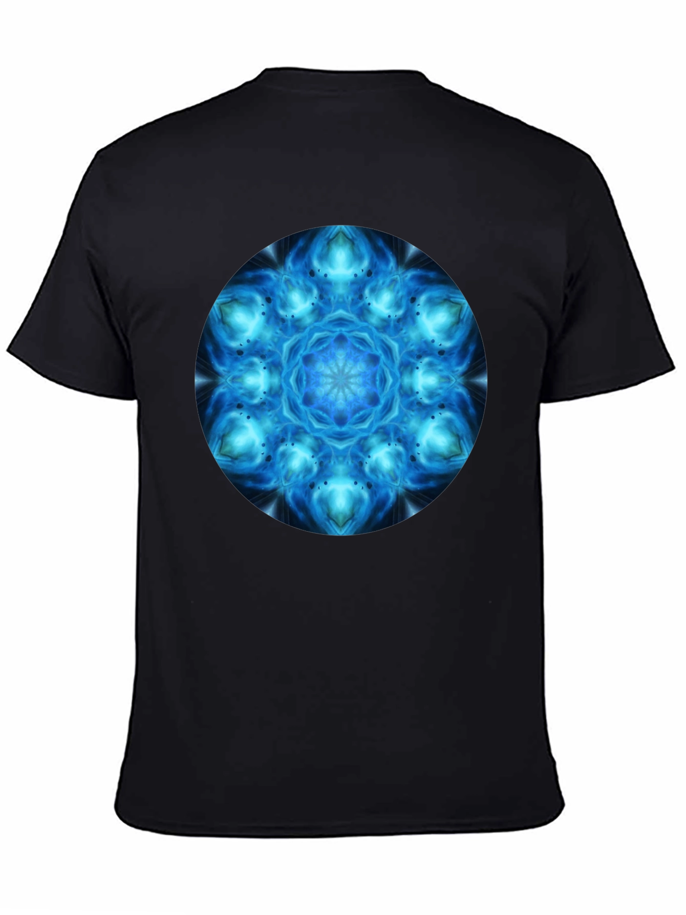 Cosmic Blue Mandala Graphic T-Shirt - Mens Black Tee