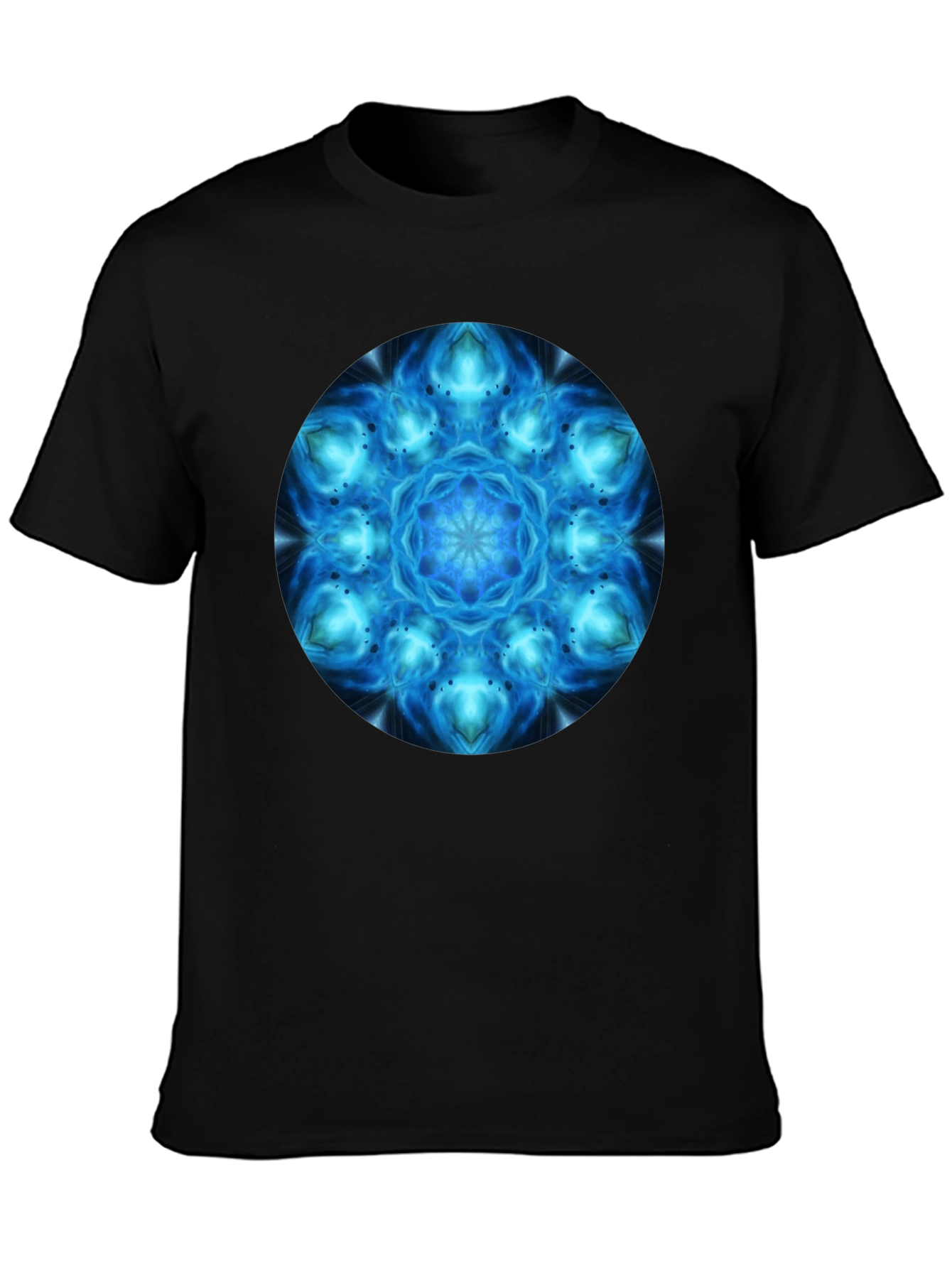 Cosmic Blue Mandala Graphic T-Shirt - Mens Black Tee