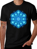 Cosmic Blue Mandala Graphic T-Shirt - Mens Black Tee