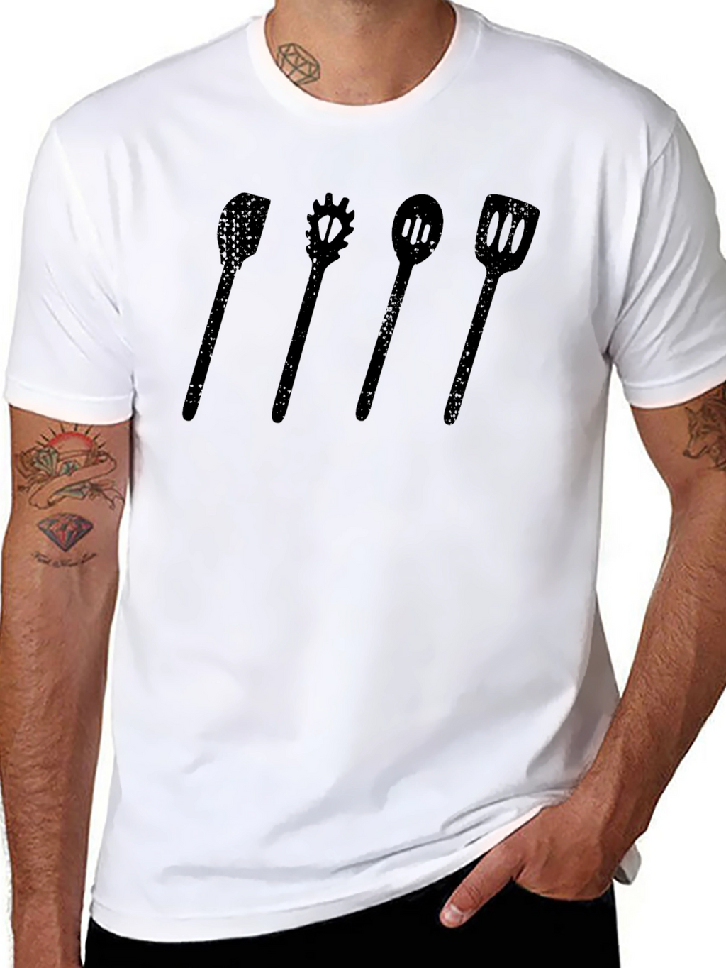 Chef Utensil Graphic Tee - Black Casual T-Shirt