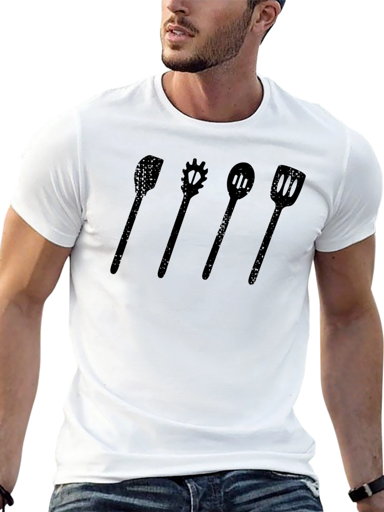 Chef Utensil Graphic Tee - Black Casual T-Shirt