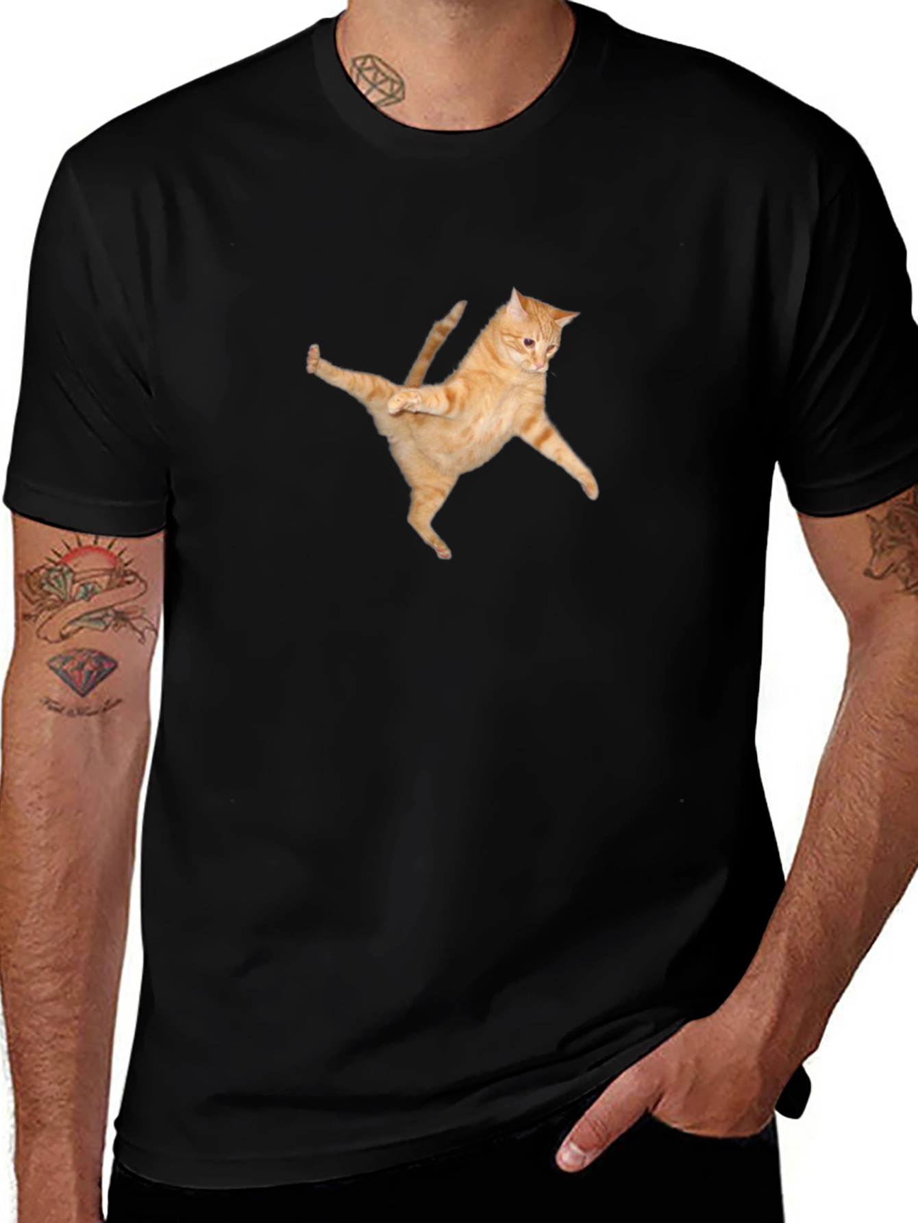 Dancing Cat Graphic Tee - Unique Style