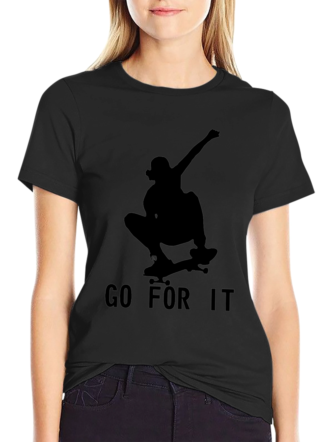 Skateboard Silhouette Graphic Tee - Go For It