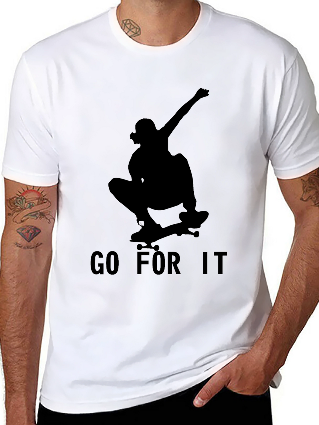 Skateboard Silhouette Graphic Tee - Go For It