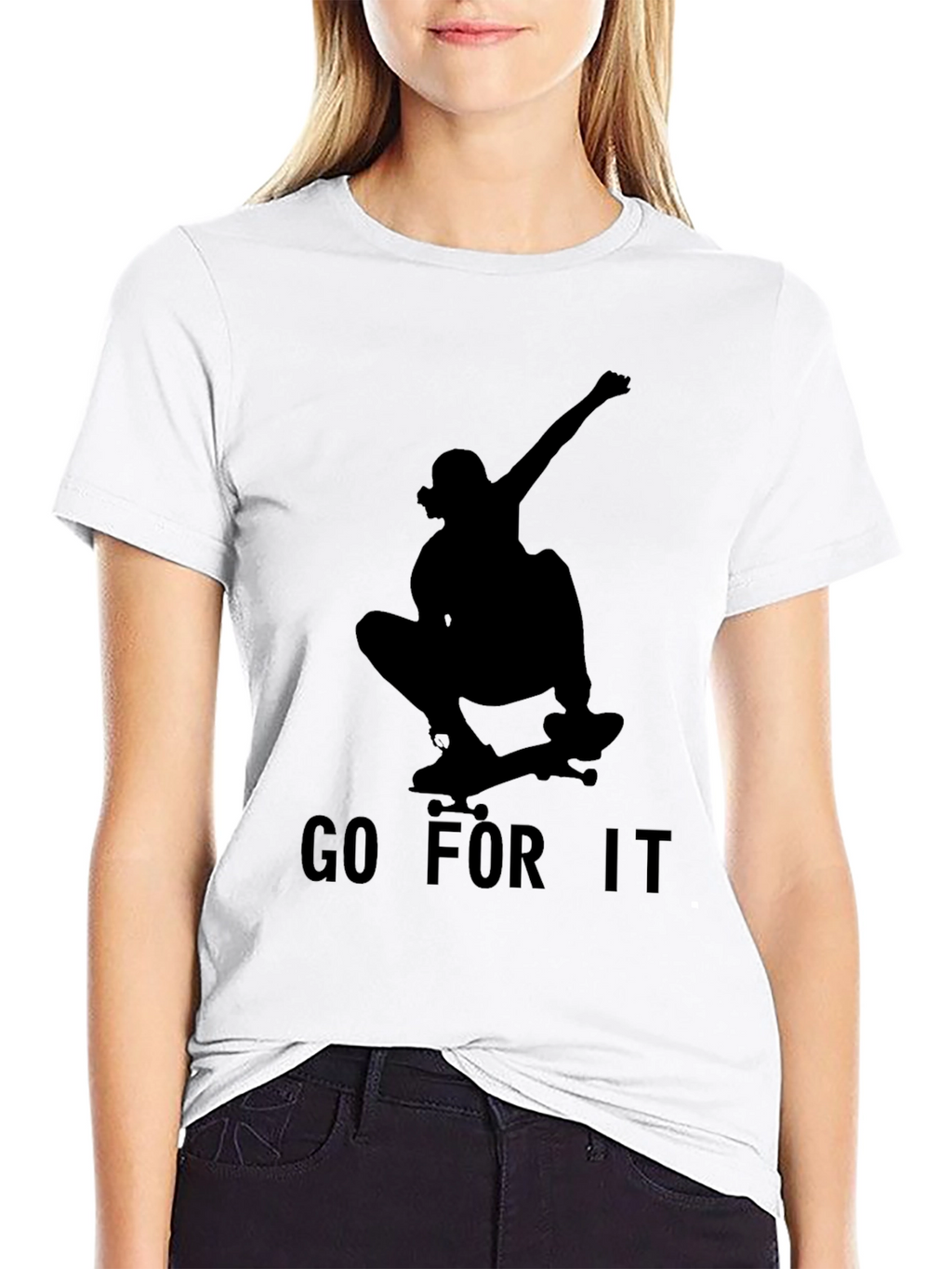 Skateboard Silhouette Graphic Tee - Go For It