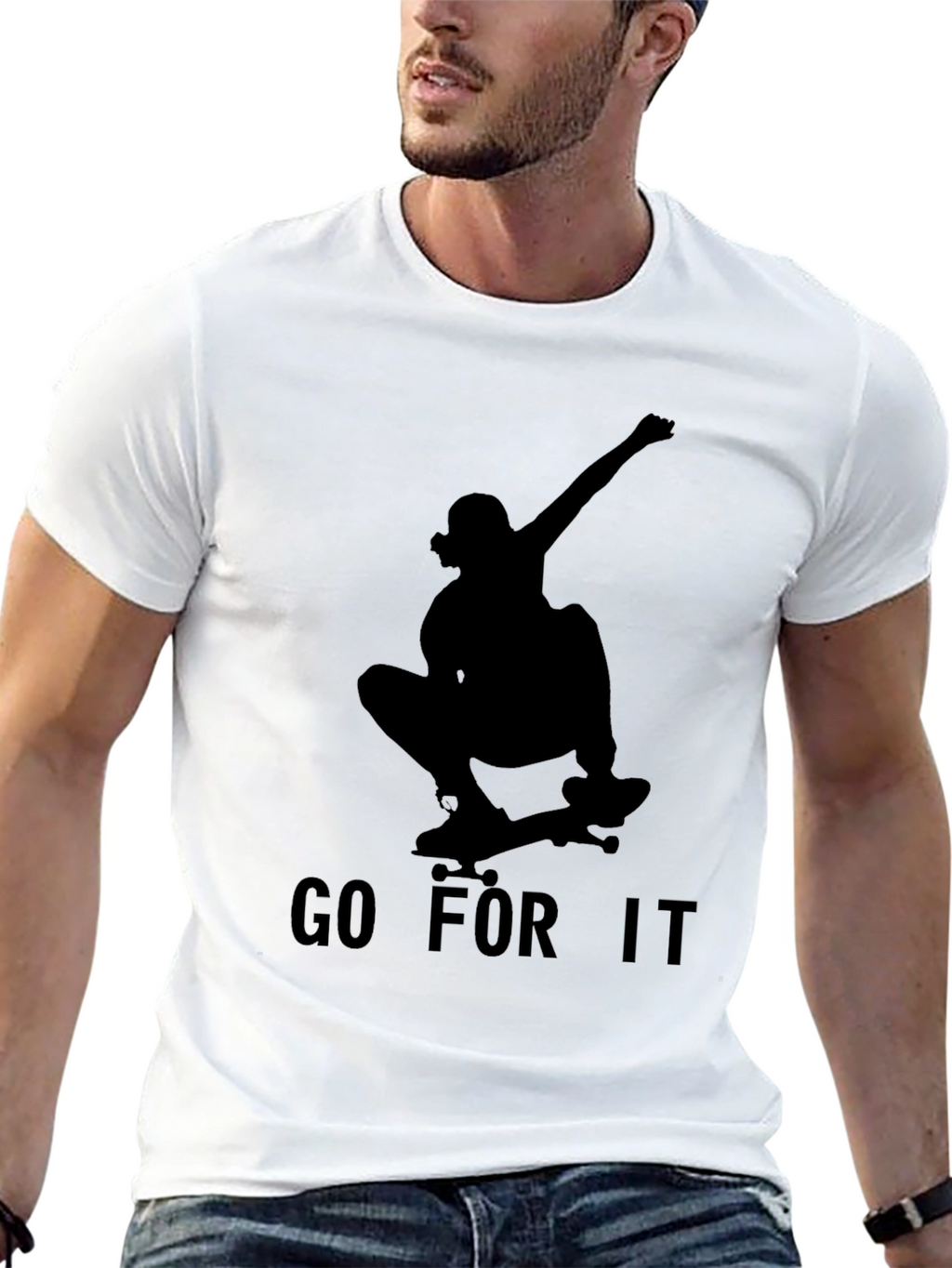 Skateboard Silhouette Graphic Tee - Go For It