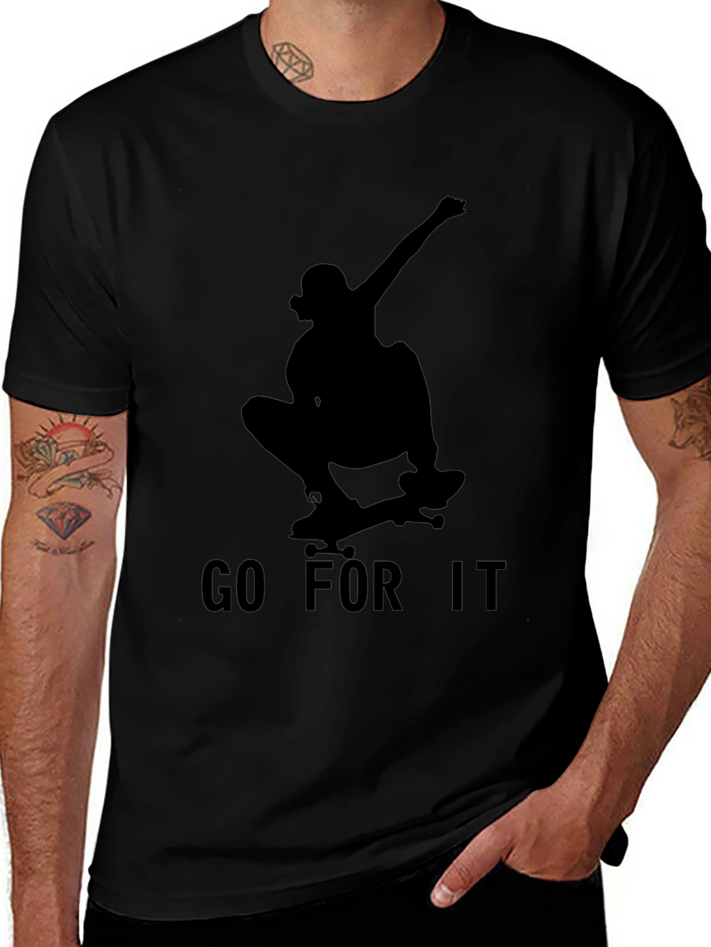 Skateboard Silhouette Graphic Tee - Go For It