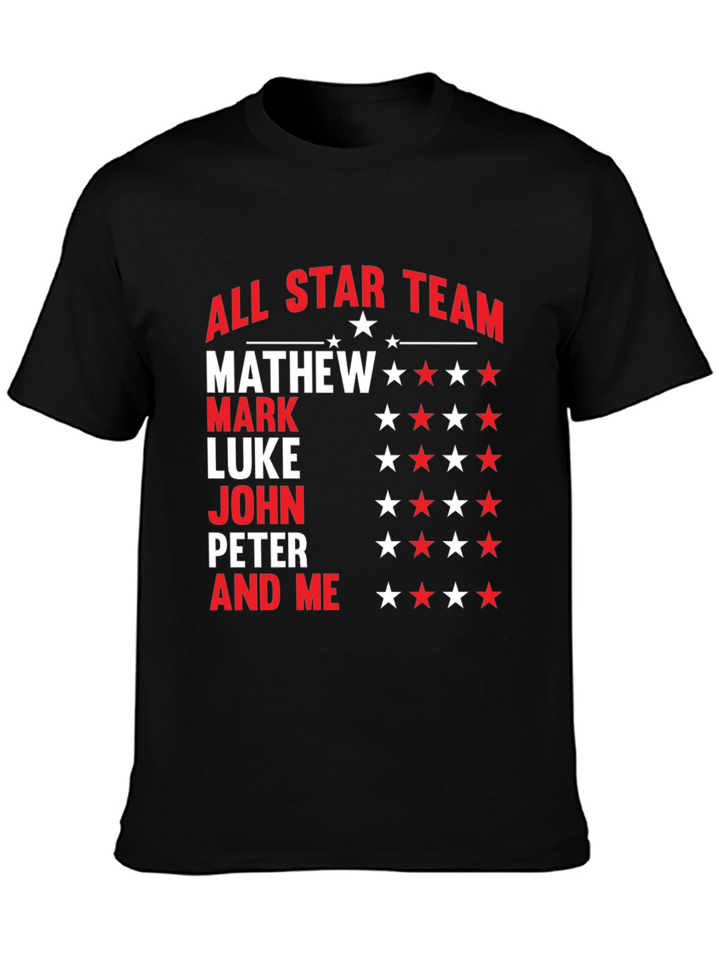 All Star Team Personalized Names Graphic T-Shirt
