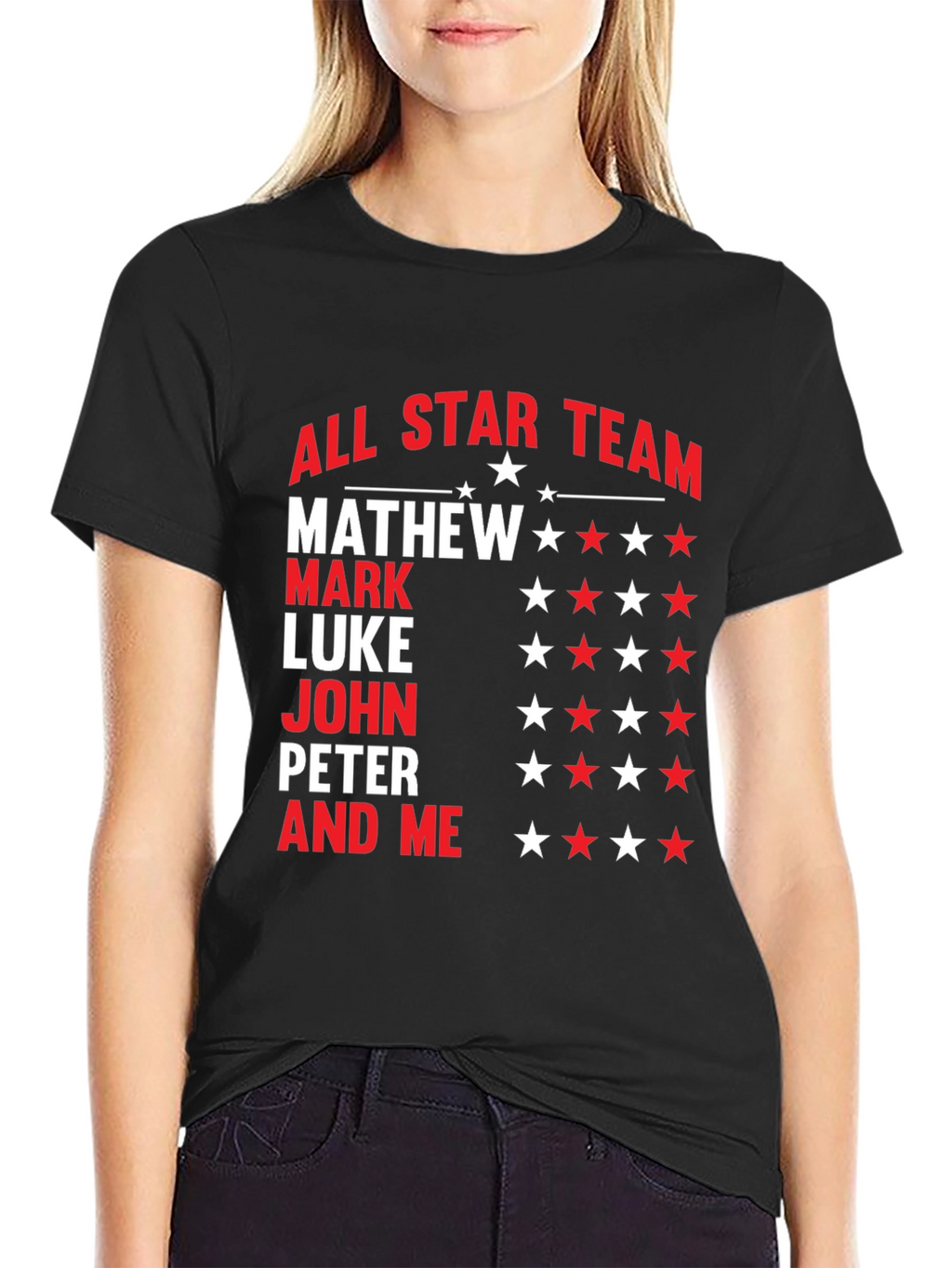All Star Team Personalized Names Graphic T-Shirt