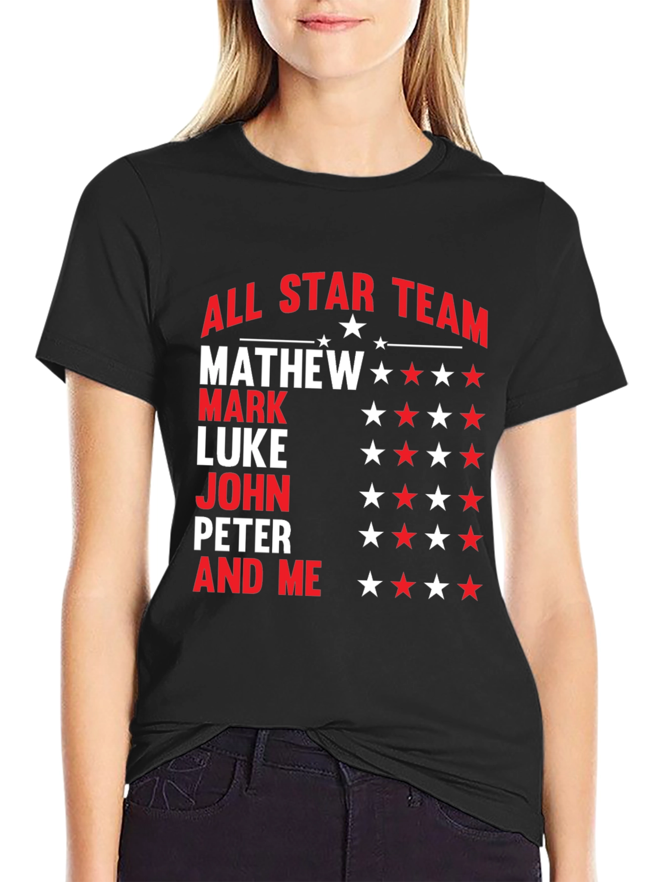 All Star Team Personalized Names Graphic T-Shirt