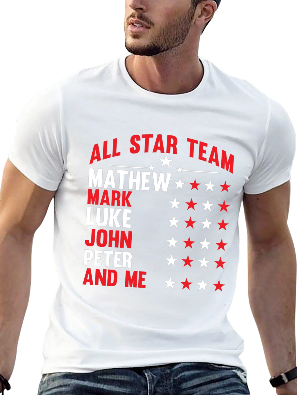 All Star Team Personalized Names Graphic T-Shirt
