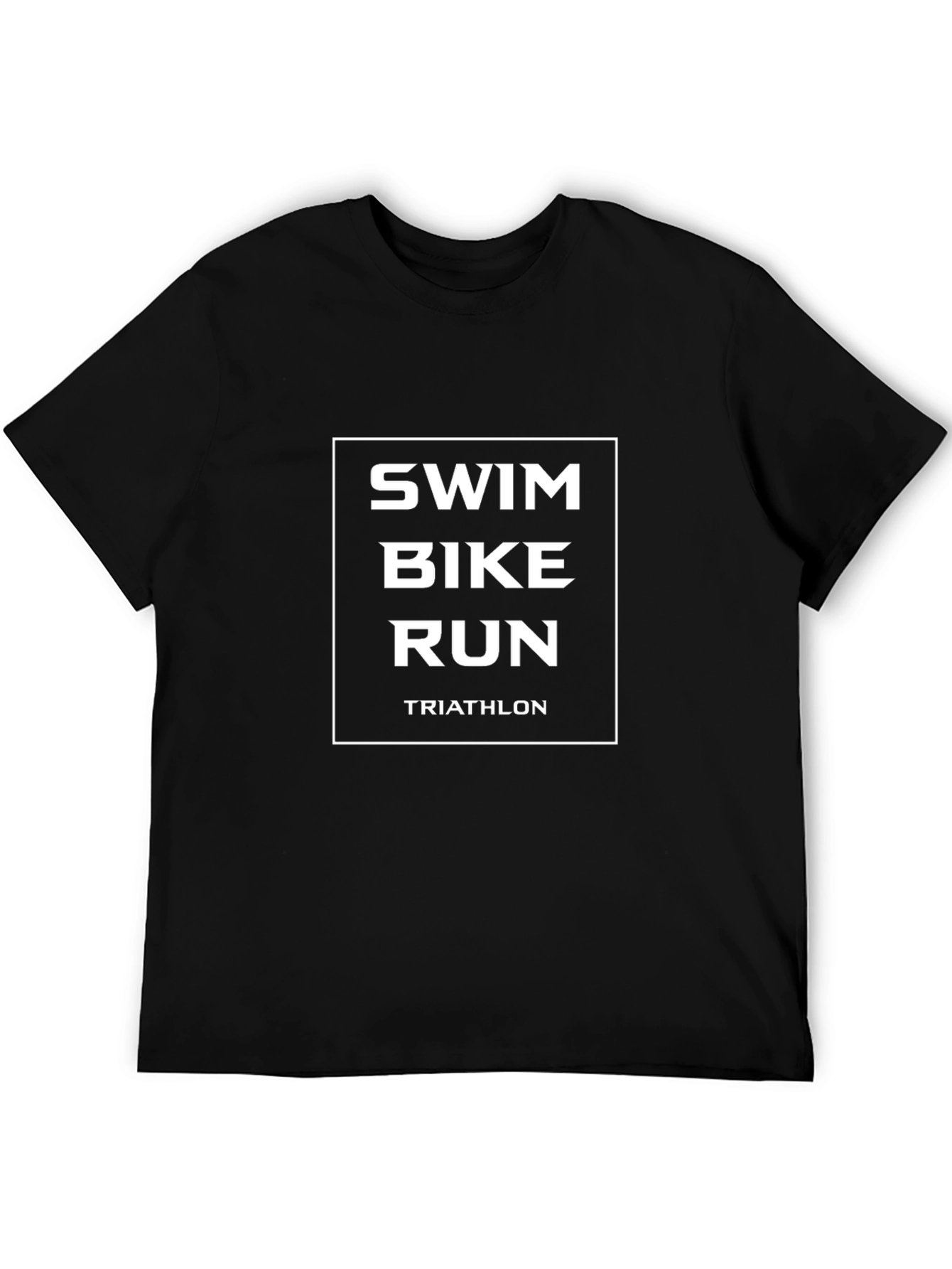 Triathlon T-Shirt - Swim Bike Run - Black Cotton Tee