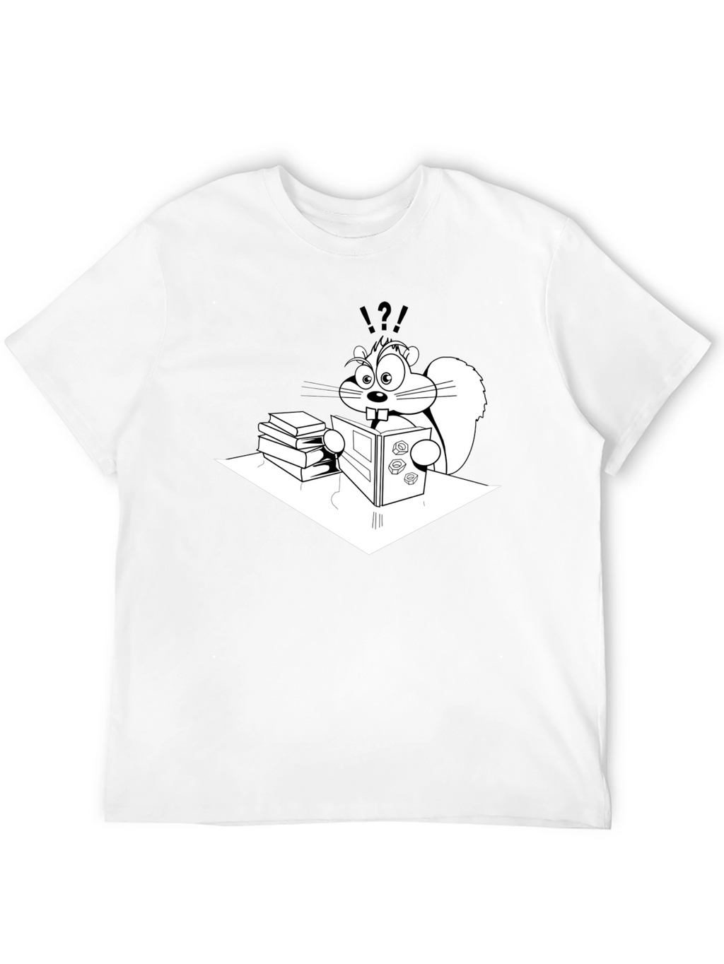 Cartoon Squirrel Reading Book T-Shirt