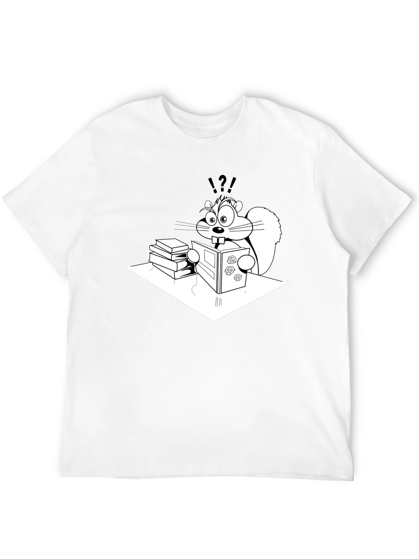 Cartoon Squirrel Reading Book T-Shirt