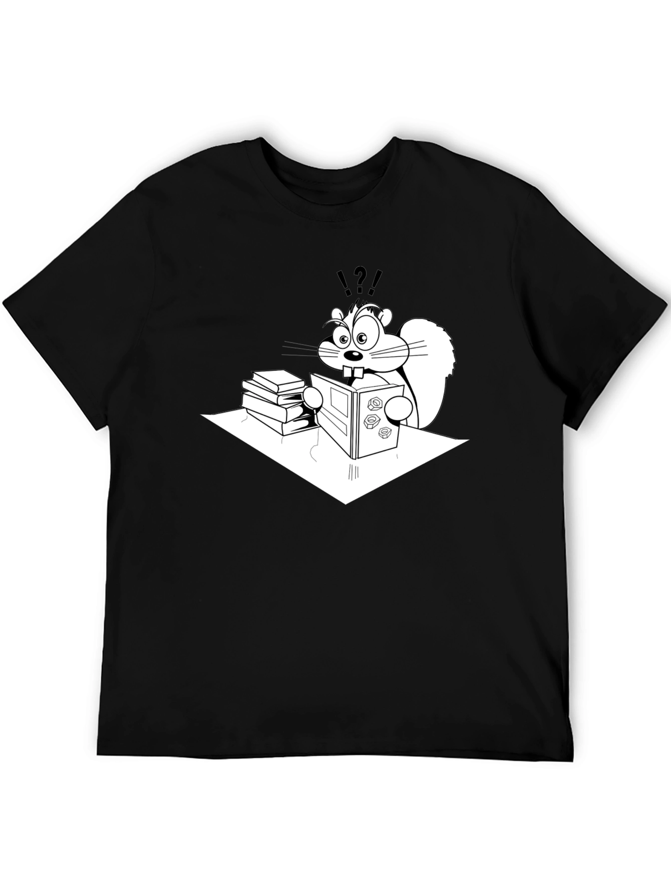 Cartoon Squirrel Reading Book T-Shirt