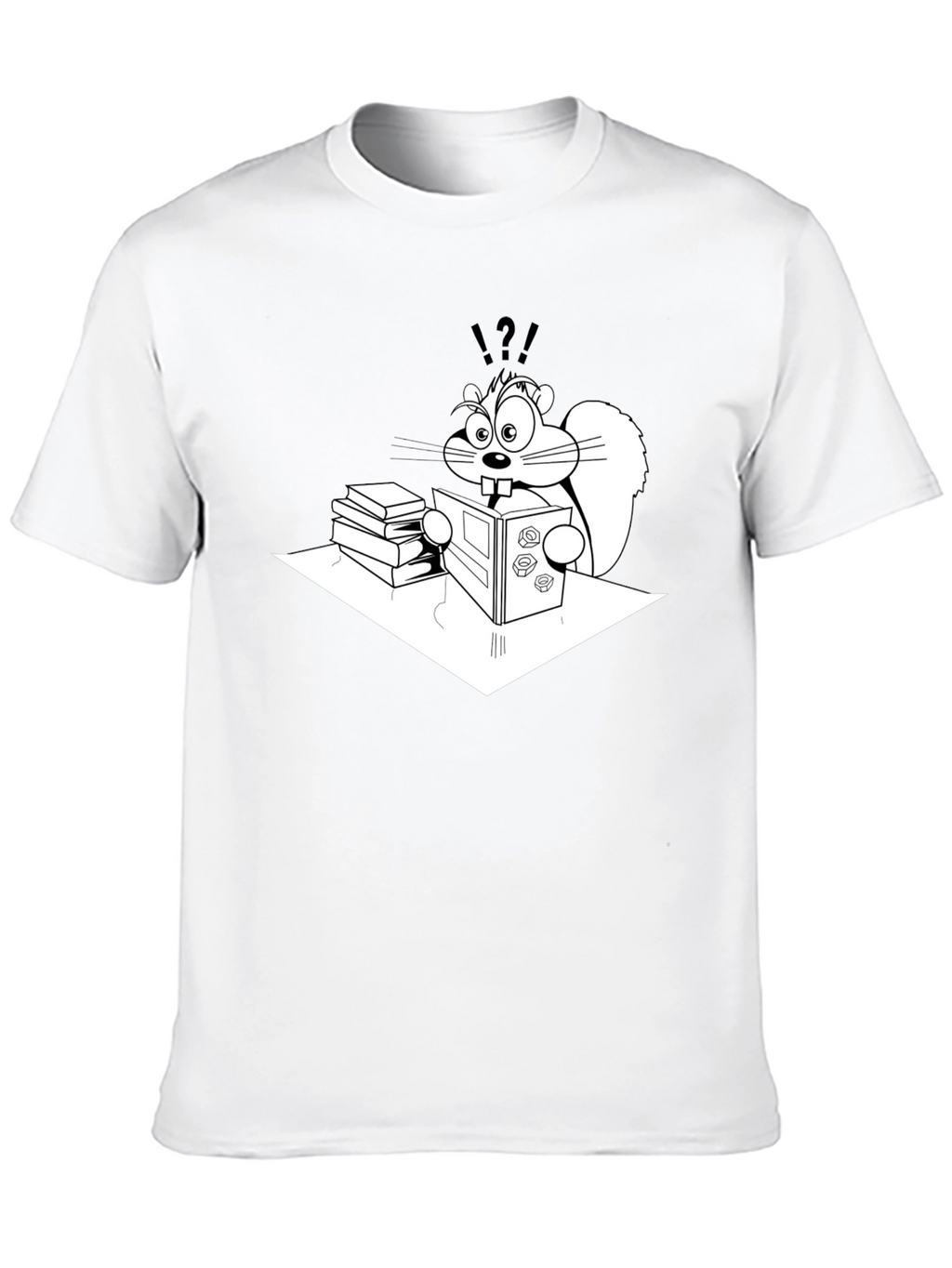 Cartoon Squirrel Reading Book T-Shirt