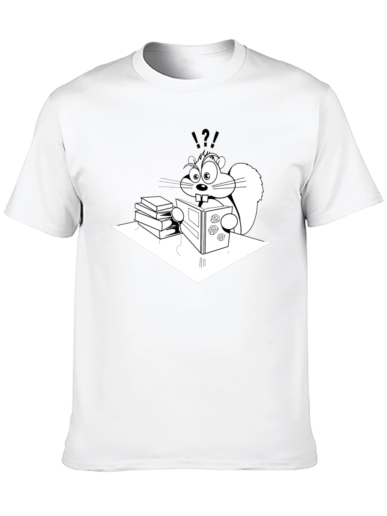Cartoon Squirrel Reading Book T-Shirt