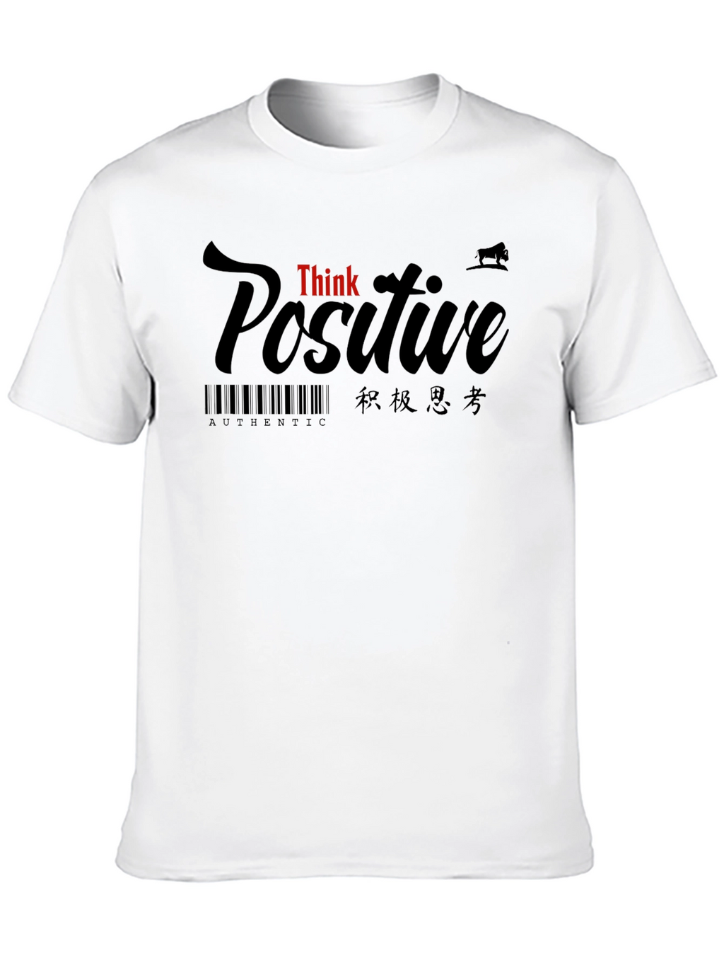 Think Positive Graphic Black T-Shirt