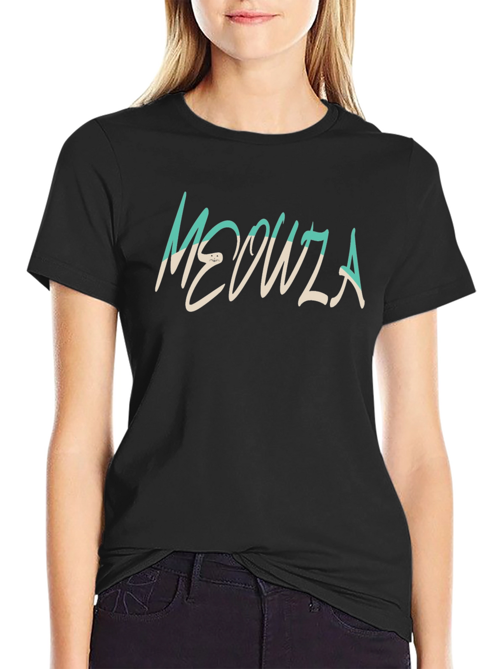 Meowza Graphic Tee - Black Cotton Comfort