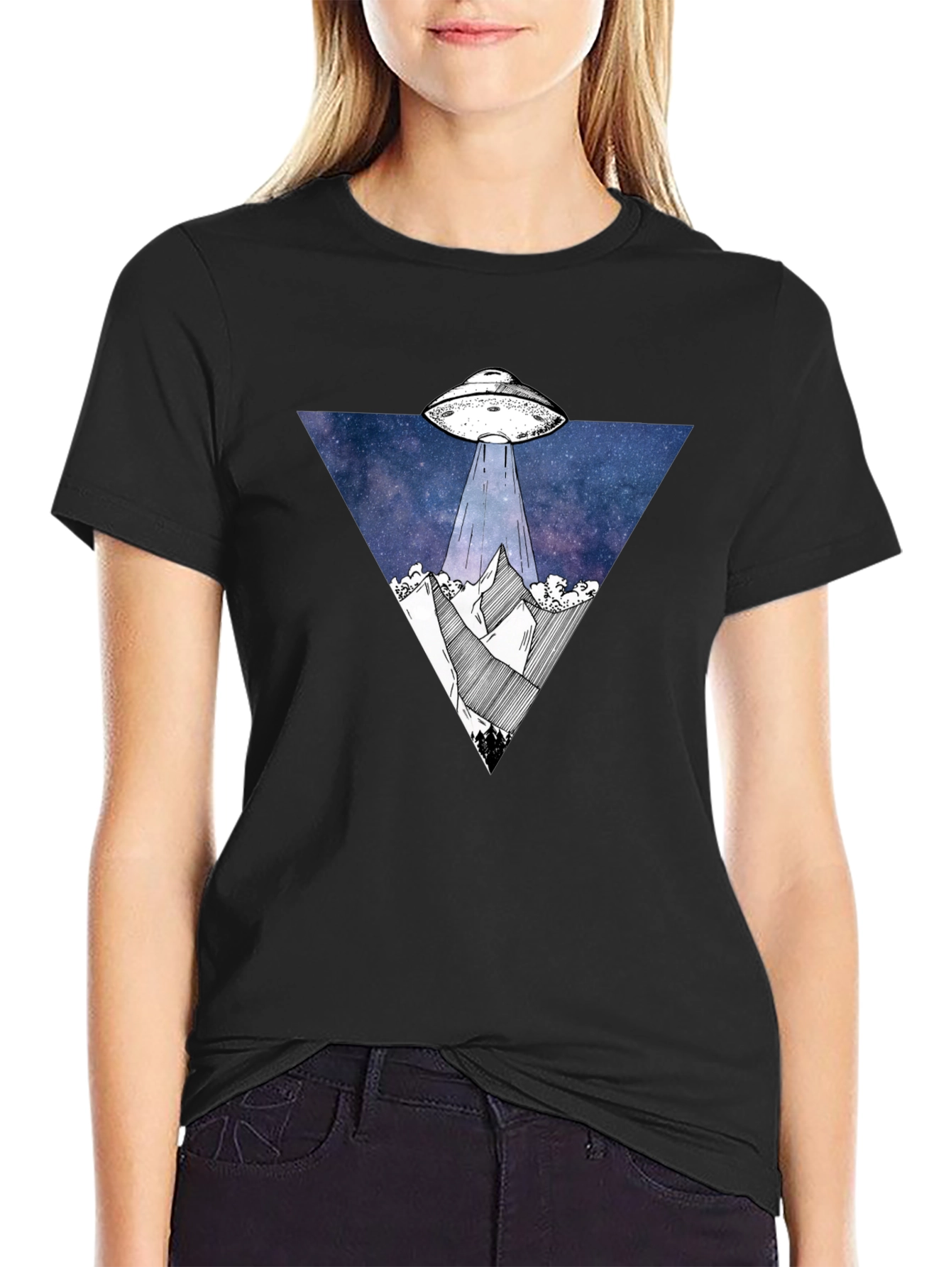 UFO Abduction T-Shirt - Cosmic Mountain Design