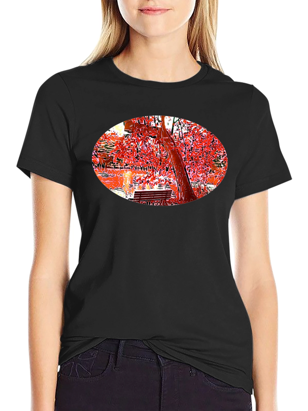 Park Scene Graphic Black T-Shirt