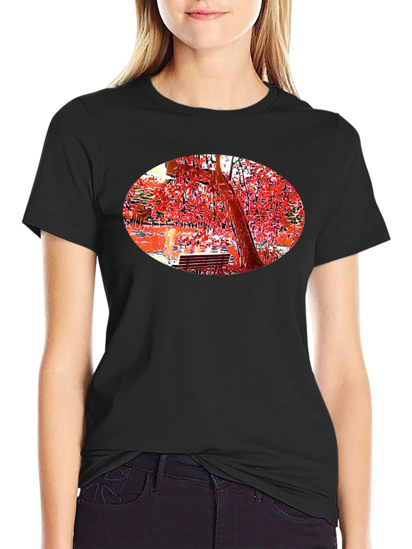 Park Scene Graphic Black T-Shirt