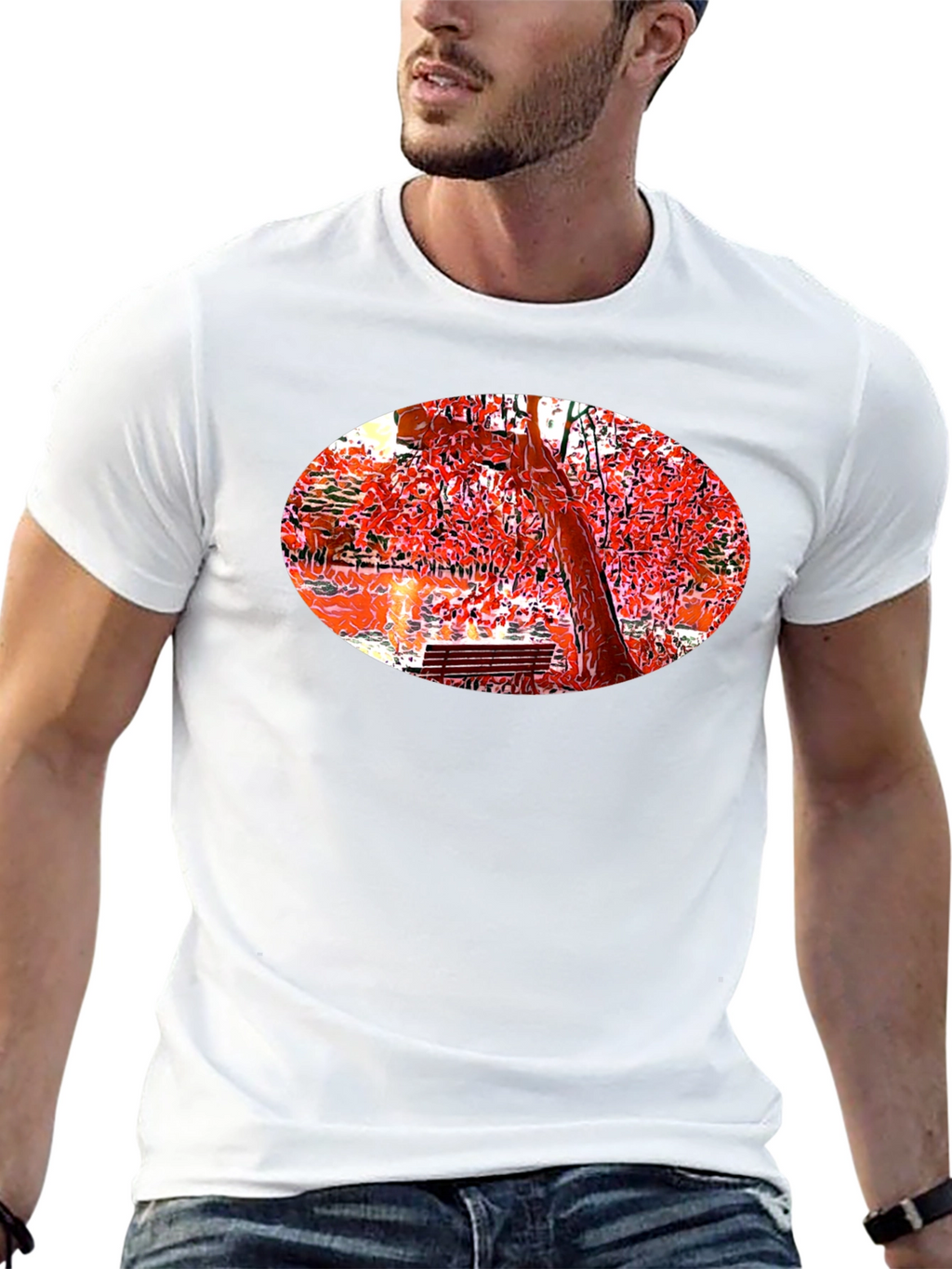 Park Scene Graphic Black T-Shirt