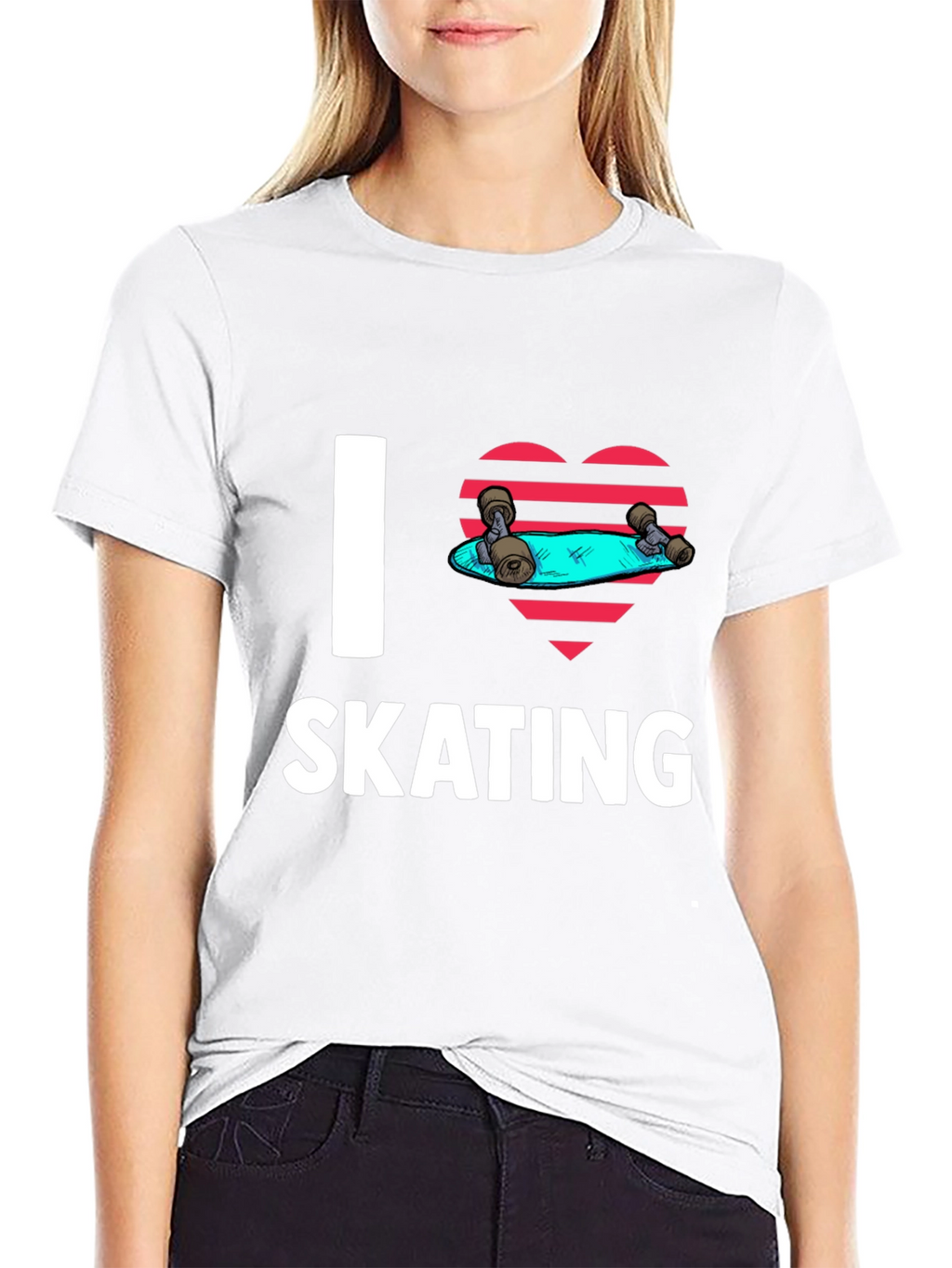 I Love Skating Black Graphic Tee