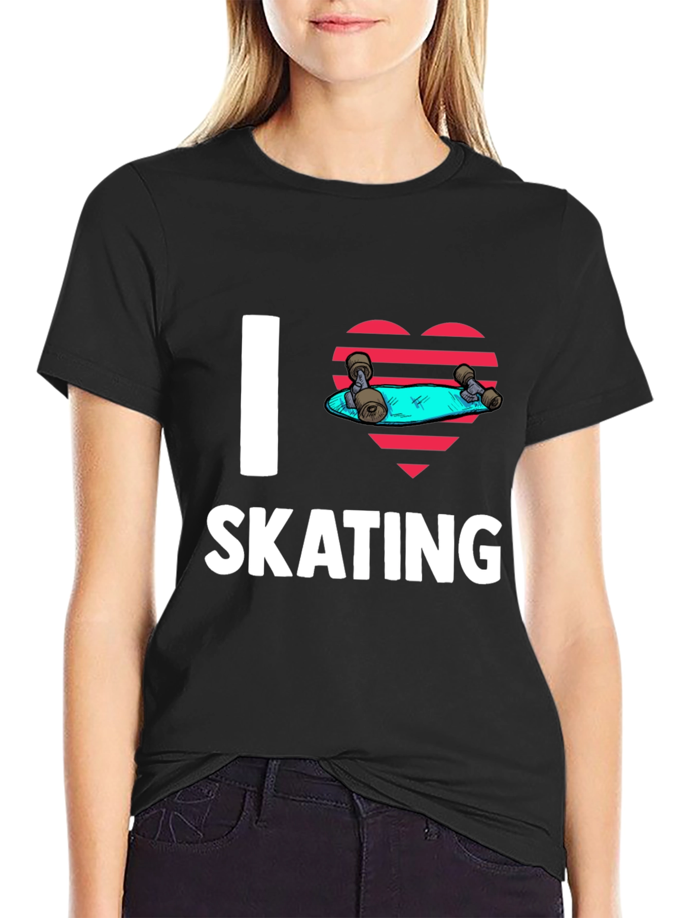 I Love Skating Black Graphic Tee