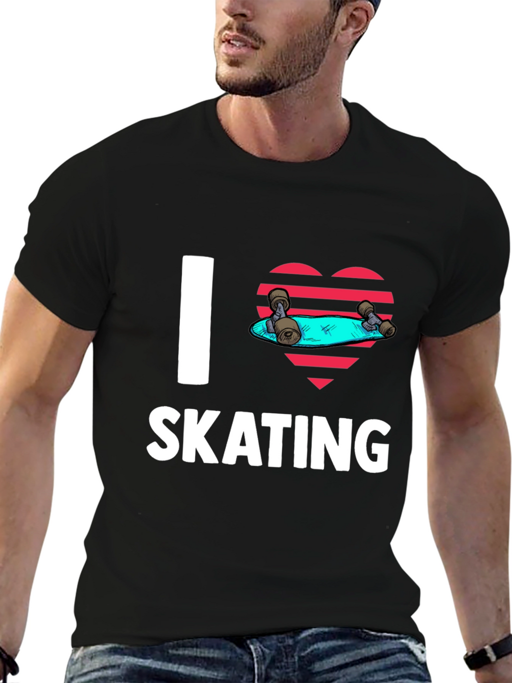 I Love Skating Black Graphic Tee