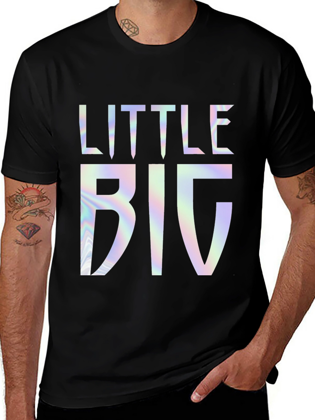 Little Big Holographic Graphic Tee - Black